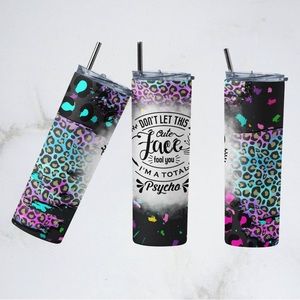 Don’t Let This Cute Face Fool You Psycho 20 oz Tumbler Lid Straw & Gift Box